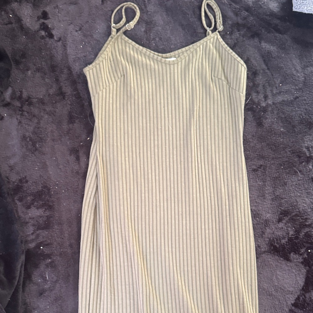 Say What? Olive Ribbed Midi Dress